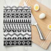 南西の白黒の幾何学的パターン キッチンタオル (四つ折り)