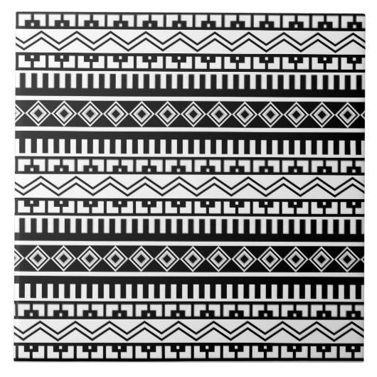 南西の白黒の幾何学的パターン タイル (正面)