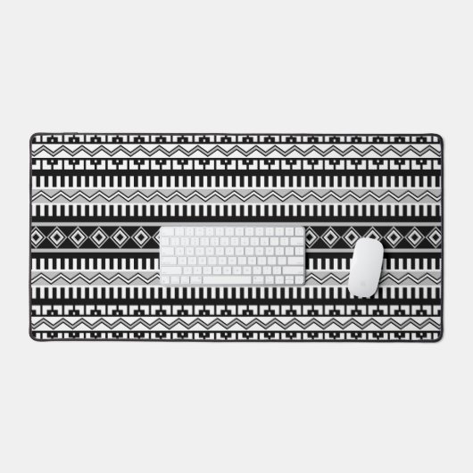 南西の白黒の幾何学的パターン デスクマット (キーボード&マウス)