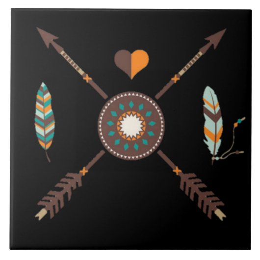 南西の矢印と羽セラミックタイル タイル (正面)