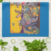 南西の砂漠の動物のウサギうずらコヨーテサン キッチンタオル (折り畳み)