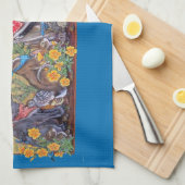 南西の砂漠の動物のウサギうずらコヨーテサン キッチンタオル (四つ折り)