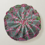 南西の砂漠の植物の写真レッドバレルサボテン ラウンドクッション (裏面)