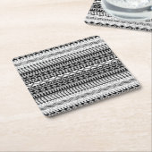 南西の黒と白と灰色の幾何学的 スクエアペーパーコースター (アングル)