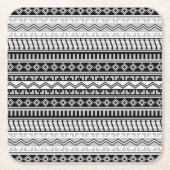 南西の黒と白と灰色の幾何学的 スクエアペーパーコースター (正面)