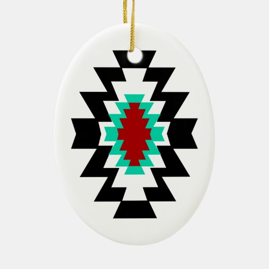 南西アステカなネイティブアメリカンの種族のデザイン セラミックオーナメント (裏面)