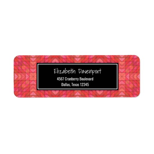 南西アステカスタイル幾何学的な赤とピンク ラベル (正面)