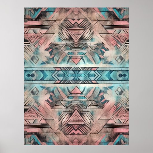 南西アステカパステルピンクとブルー ポスター (正面)