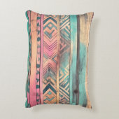 南西アステカ青とピンクの部族 アクセントクッション (裏面(縦))