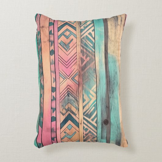 南西アステカ青とピンクの部族 アクセントクッション (正面(垂直))