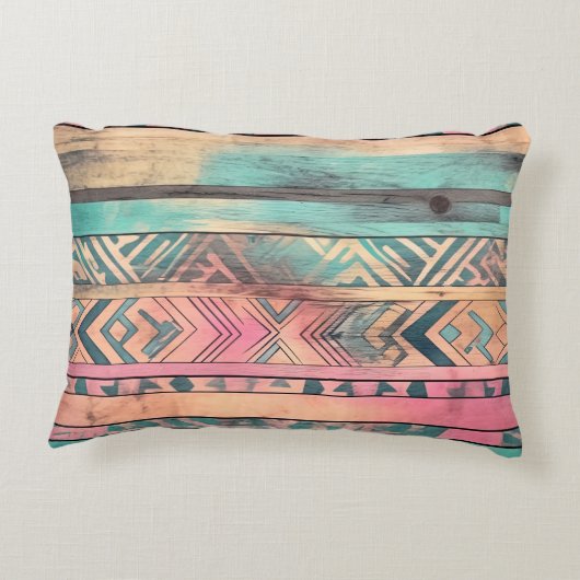 南西アステカ青とピンクの部族 アクセントクッション (裏面)