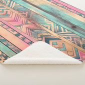 南西アステカ青とピンクの部族 シェルパブランケット (3/4)