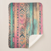 南西アステカ青とピンクの部族 シェルパブランケット (正面)