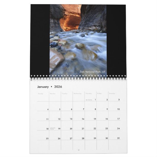 南西アメリカファインアート写真業界2026 カレンダー (1月 2026)