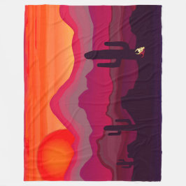 南西アリゾナ砂漠の夕日 フリースブランケット