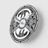 南西アートウルフス古代ミンブレス陶器 ラウンド壁時計 (傾斜)