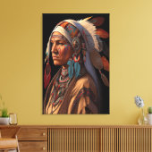 南西アートポートレートのインディアン女性 キャンバスプリント (インサイチュ (リビング))