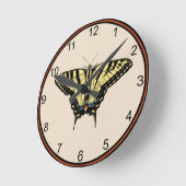 南西イエローアゲハチョウバタフライスモール ラウンド壁時計 (傾斜)