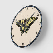 南西イエローアゲハチョウバタフライスモール ラウンド壁時計 (傾斜)