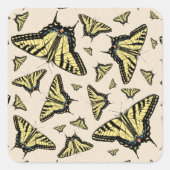南西イエローアゲハチョウ蝶オールオーバー スクエアシール (正面)