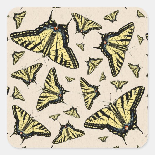 南西イエローアゲハチョウ蝶オールオーバー スクエアシール (正面)