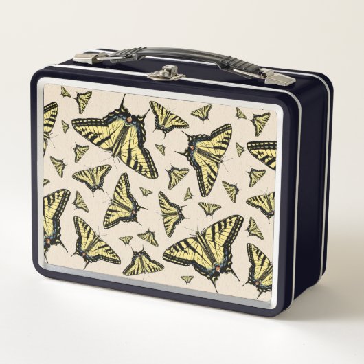 南西イエローアゲハチョウ蝶オールオーバー メタルランチボックス (正面)