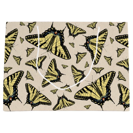 南西イエローアゲハチョウ蝶オールオーバー ラージペーパーバッグ (正面)