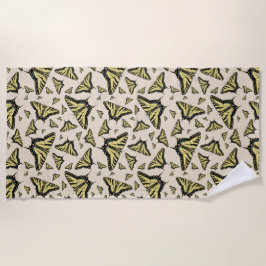 南西イエローアゲハチョウ蝶パターン ビーチタオル