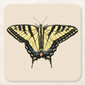 南西イエローアゲハチョウ蝶 スクエアペーパーコースター (正面)
