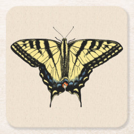 南西イエローアゲハチョウ蝶 スクエアペーパーコースター