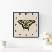 南西イエローアゲハチョウ蝶 スクエア壁時計 (ホーム)