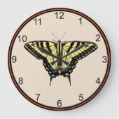 南西イエローアゲハチョウ蝶 ラージ壁時計 (正面)