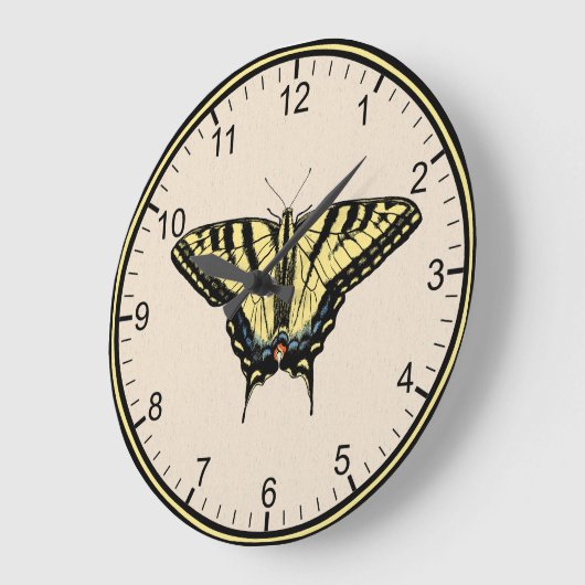南西イエローアゲハチョウ蝶 ラージ壁時計 (傾斜)