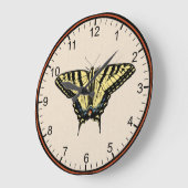南西イエローアゲハチョウ蝶 ラージ壁時計 (傾斜)
