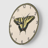南西イエローアゲハチョウ蝶 ラージ壁時計 (傾斜)