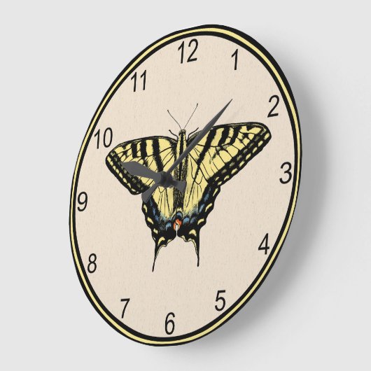 南西イエローアゲハチョウ蝶 ラージ壁時計 (傾斜)