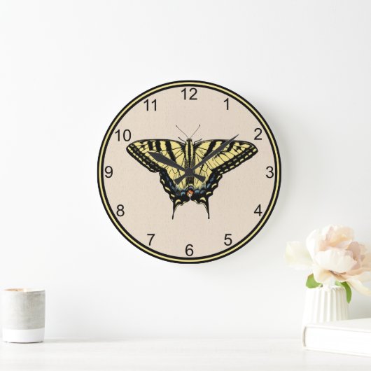 南西イエローアゲハチョウ蝶 ラージ壁時計 (ホーム)