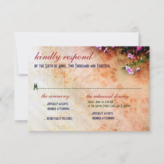 南西インスパイア結婚の&リハーサルディナーRSVP 出欠カード (正面)