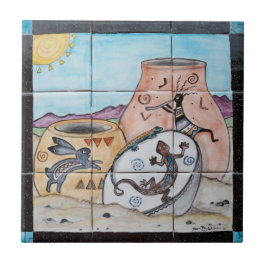 南西インディアン陶器ココペリリザードウサギ タイル