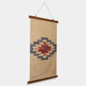 南西ウィーブプリント、小麦、青と赤 吊り下げ型タペストリー (傾斜あり)