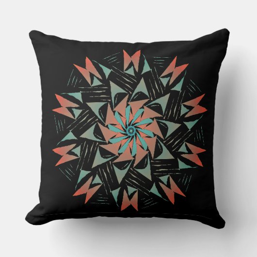 南西ウエスタングラフィックプリントブラック クッション (正面)