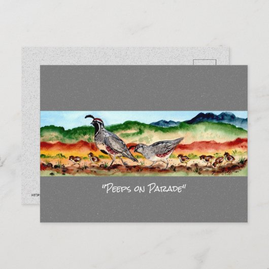 南西ウズラ砂漠ユニーク水彩絵葉書 ポストカード (正面/裏面)