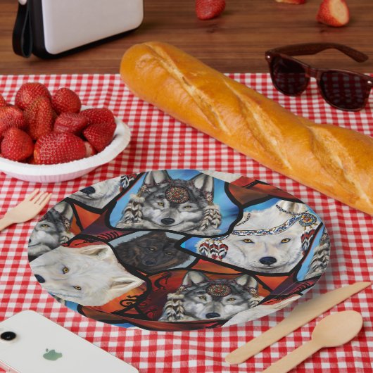 南西ウルフアート ペーパープレート (ピクニック)