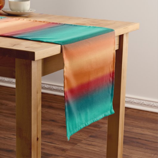 南西オレンジレッドターコイズレインボーストライプズ ショートテーブルランナー (インサイチュ)