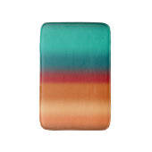 南西オレンジレッドターコイズレインボーストライプズ バスマット (正面縦)