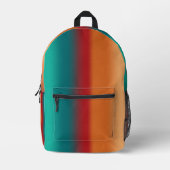 南西オレンジレッドターコイズレインボーストライプズ プリントバックパック (正面)