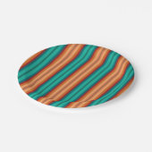 南西オレンジレッドターコイズレインボーストライプズ ペーパープレート (アングル)