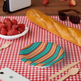 南西オレンジレッドターコイズレインボーストライプズ ペーパーボウル