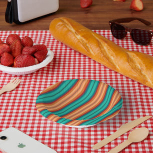 南西オレンジレッドターコイズレインボーストライプズ ペーパーボウル