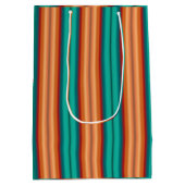 南西オレンジレッドターコイズレインボーストライプズ ミディアムペーパーバッグ (裏面)